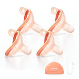Garkoko Baby Pacifiers 0–6 Months, 4-Pack with Clip & Case – Peach