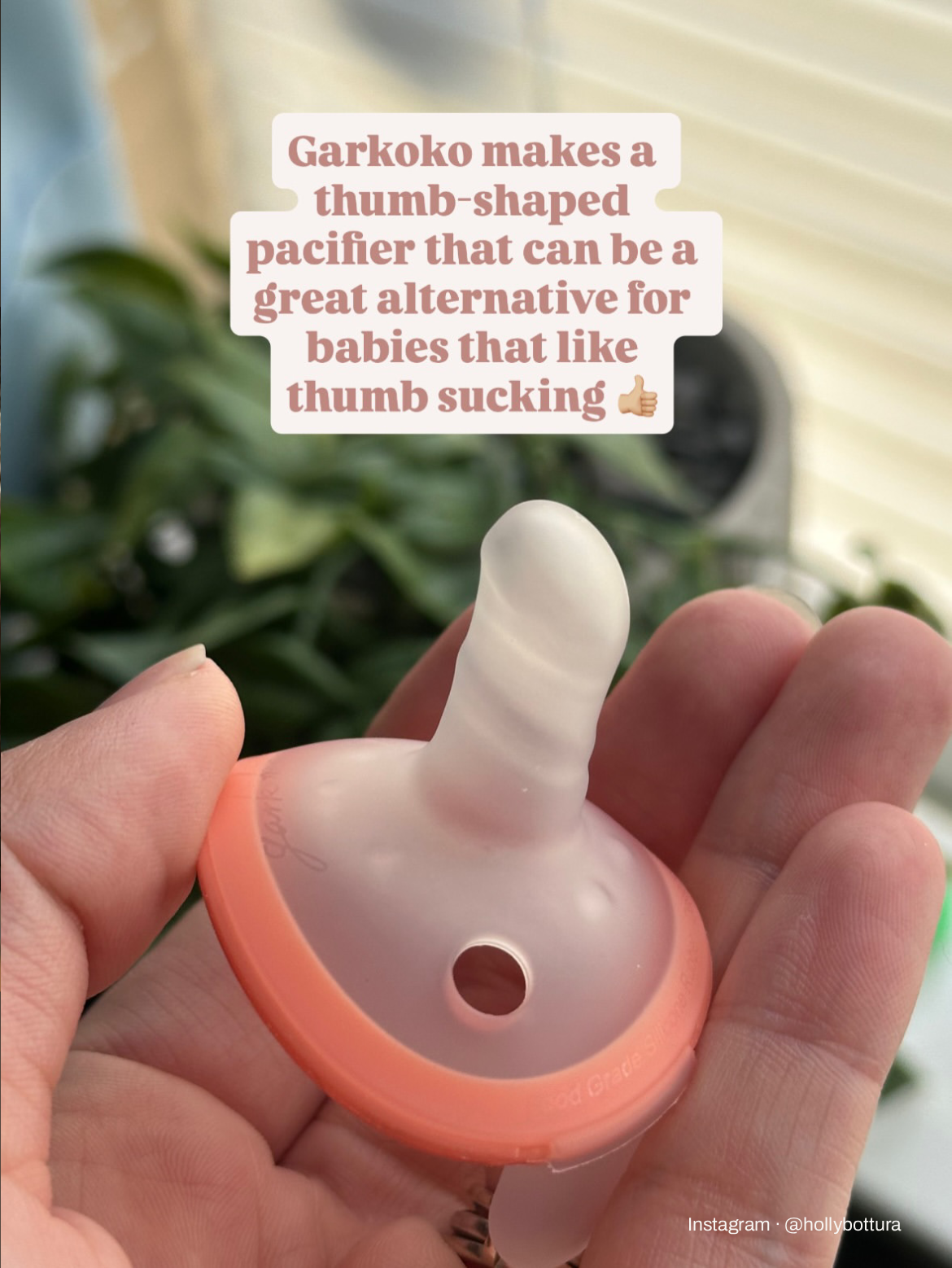 Garkoko Thumb-Shape Baby Pacifier 0–6 Months, Transparent, 1-Pack